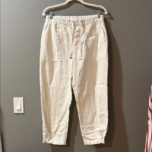 Zara Women’s Off-White Joggers Cotton Snap Ankle Elastic Waist Drawstring Small